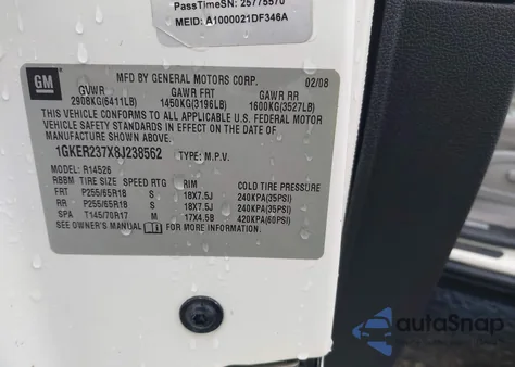 2008 GMC Acadia Slt-1 z USA, uszkodzony, nr VIN 1GKER237X8J238562